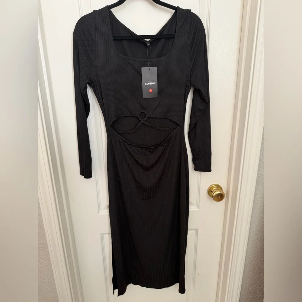 Forever 21 Elegant Black Long Sleeve Dress